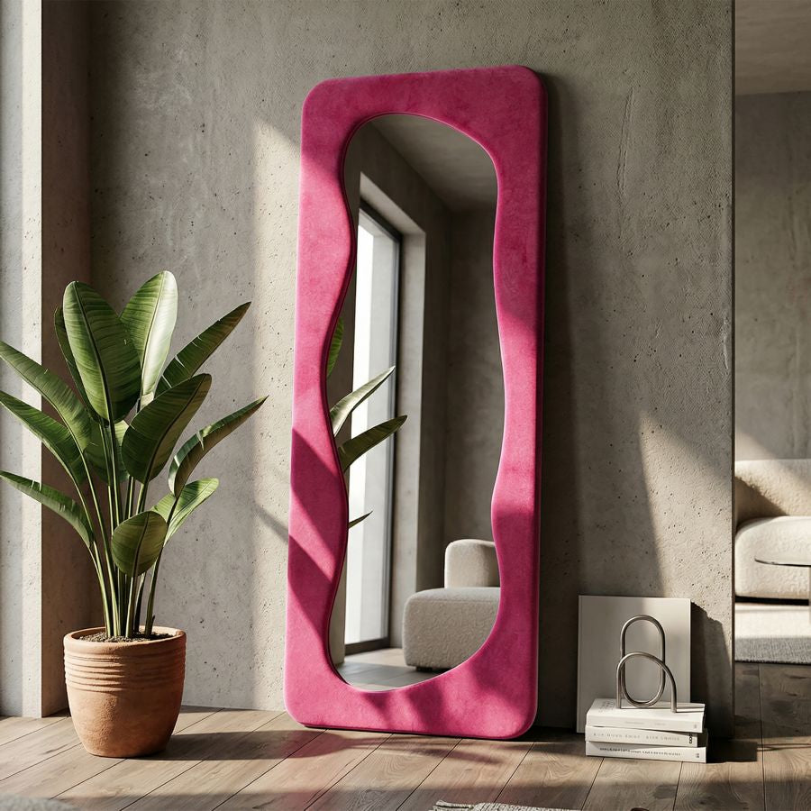 Specchio da muro theodor fuxia cm 60x4x160 (misura specchio cm 42x142)