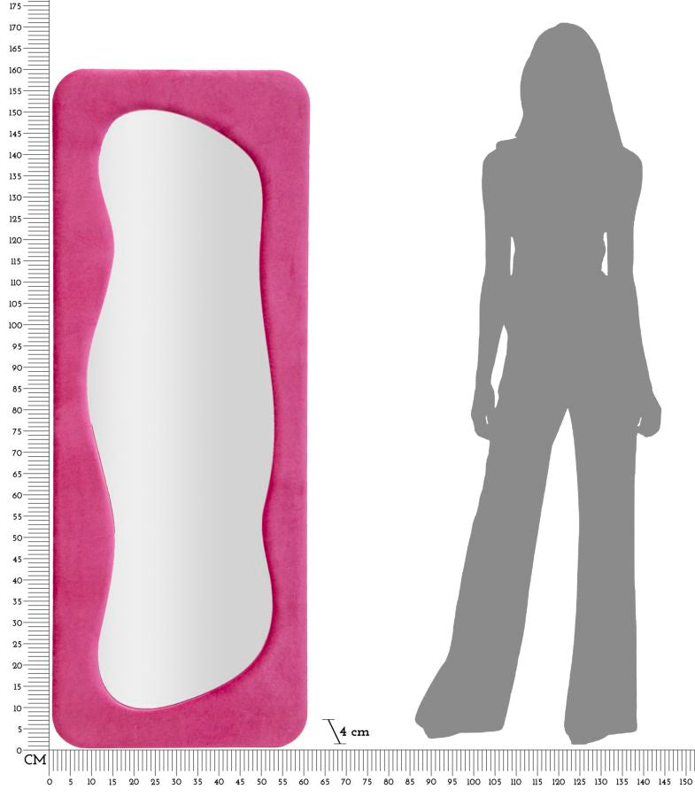 Specchio da muro theodor fuxia cm 60x4x160 (misura specchio cm 42x142)