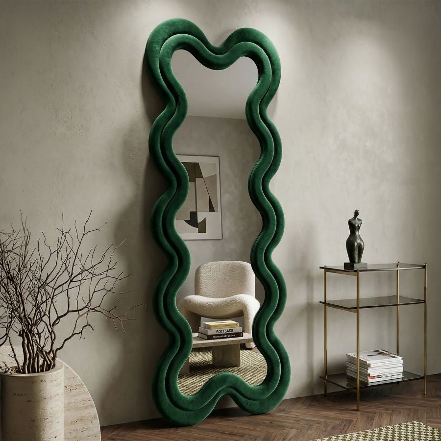 Specchio da muro monica verde cm 58x4x160 (misura specchio cm 39x124)