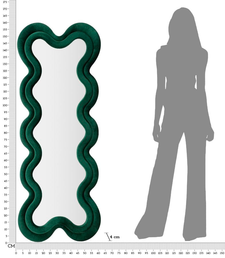 Specchio da muro monica verde cm 58x4x160 (misura specchio cm 39x124)