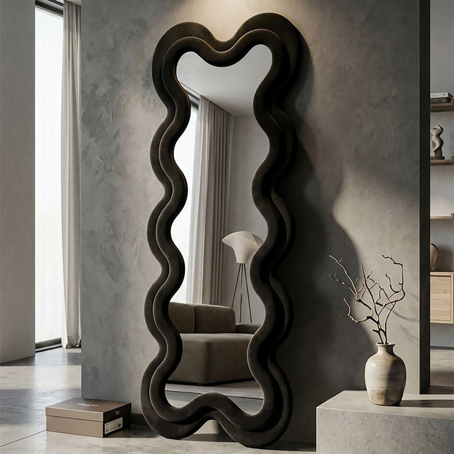 Specchio da muro monica nero cm 58x4x160 (misura specchio cm 39x124)