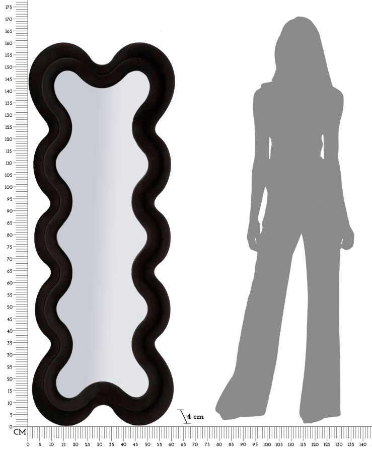 Specchio da muro monica nero cm 58x4x160 (misura specchio cm 39x124)