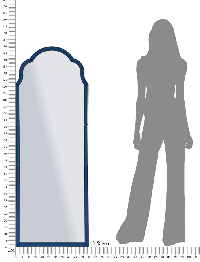 Specchio da muro tangeri blu cm 55x2x150 (misura specchio cm 49x144)