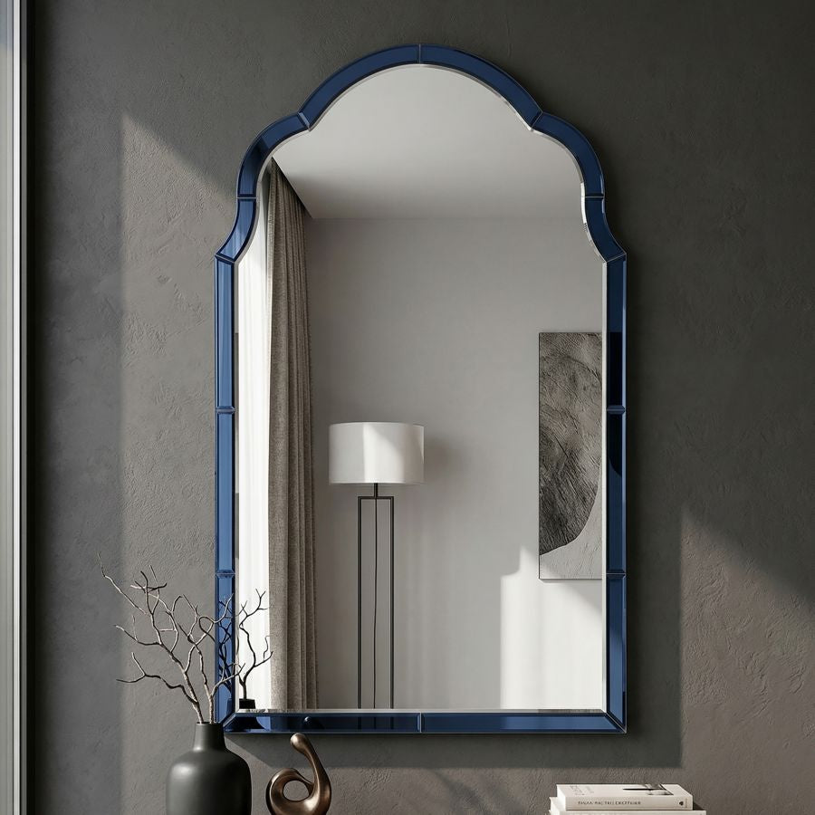 Specchio da muro tangeri blu cm 62x1x100 (misura specchio cm 55x94)