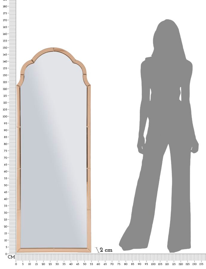 Specchio da muro tangeri rosa cm 55x2x150 (misura specchio cm 49x144)
