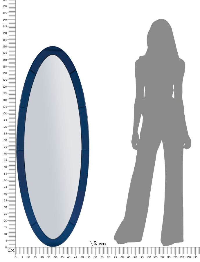Specchio da muro amman blu cm 55x2x150 (misura specchio cm 42,5x137,5)