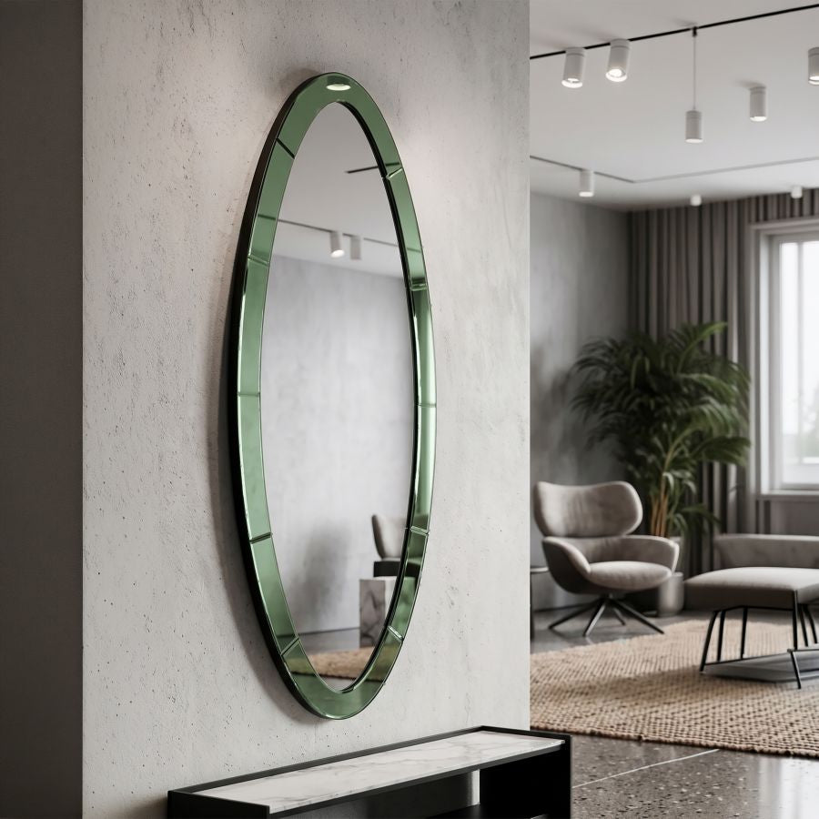 Specchio da muro amman verde cm 55x2x150 (misura specchio cm 42,5x137,5)