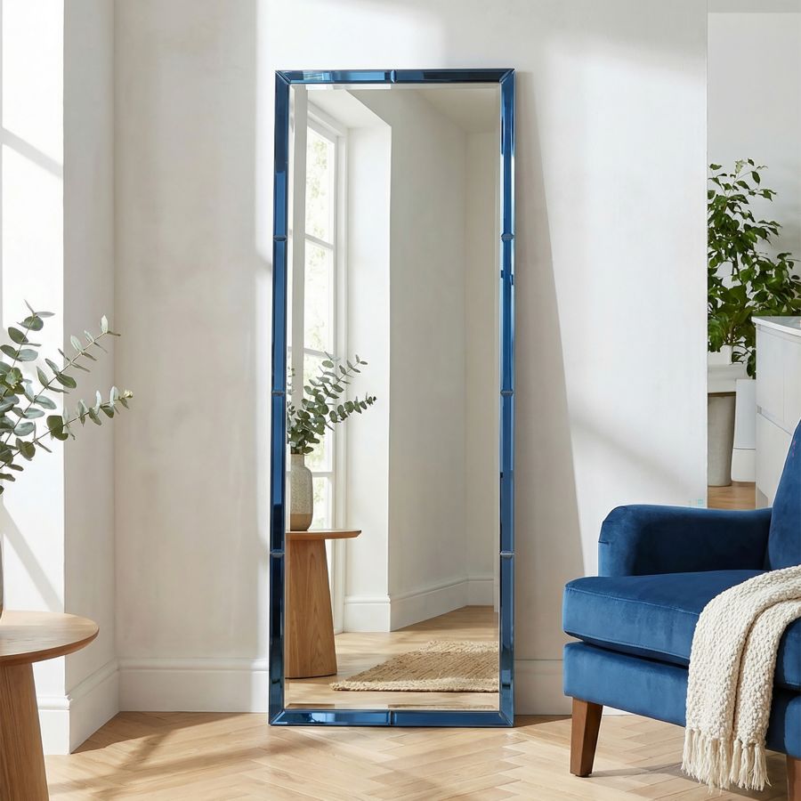 Specchio da muro riyad blu cm 55x2x150 (misura specchio cm 49x143,5)