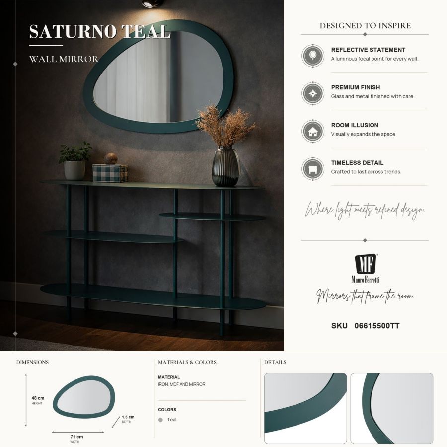 Specchio da muro saturno ottanio cm 71x1,5x48