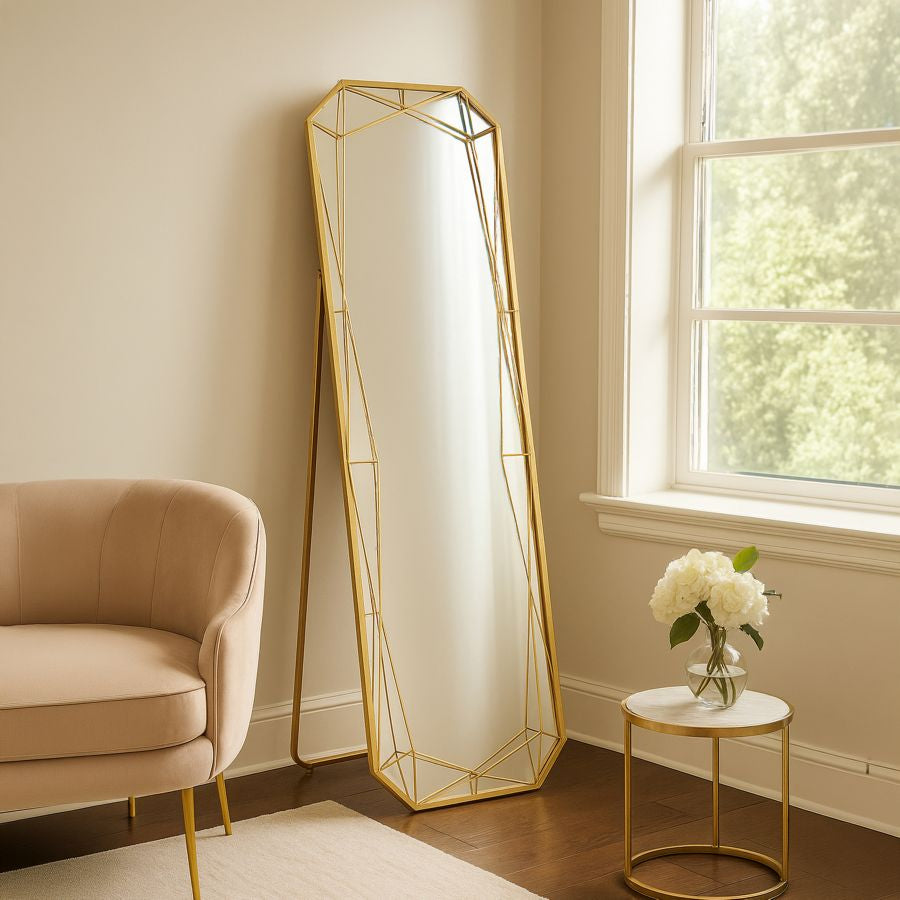 Specchio da terra gold cm 46x2-54x153 (misura specchio cm 43x150)