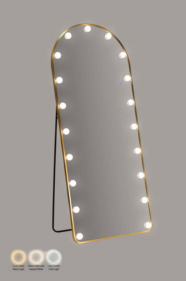 Specchio da terra LED hollywood arco cm 70x6-45x170 (3 tonalita' di luce)