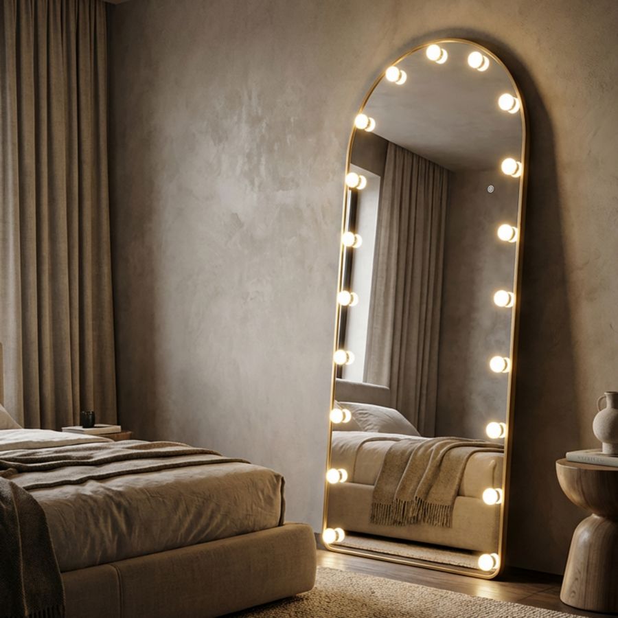 Specchio da terra LED hollywood arco cm 70x6-45x170 (3 tonalita' di luce)