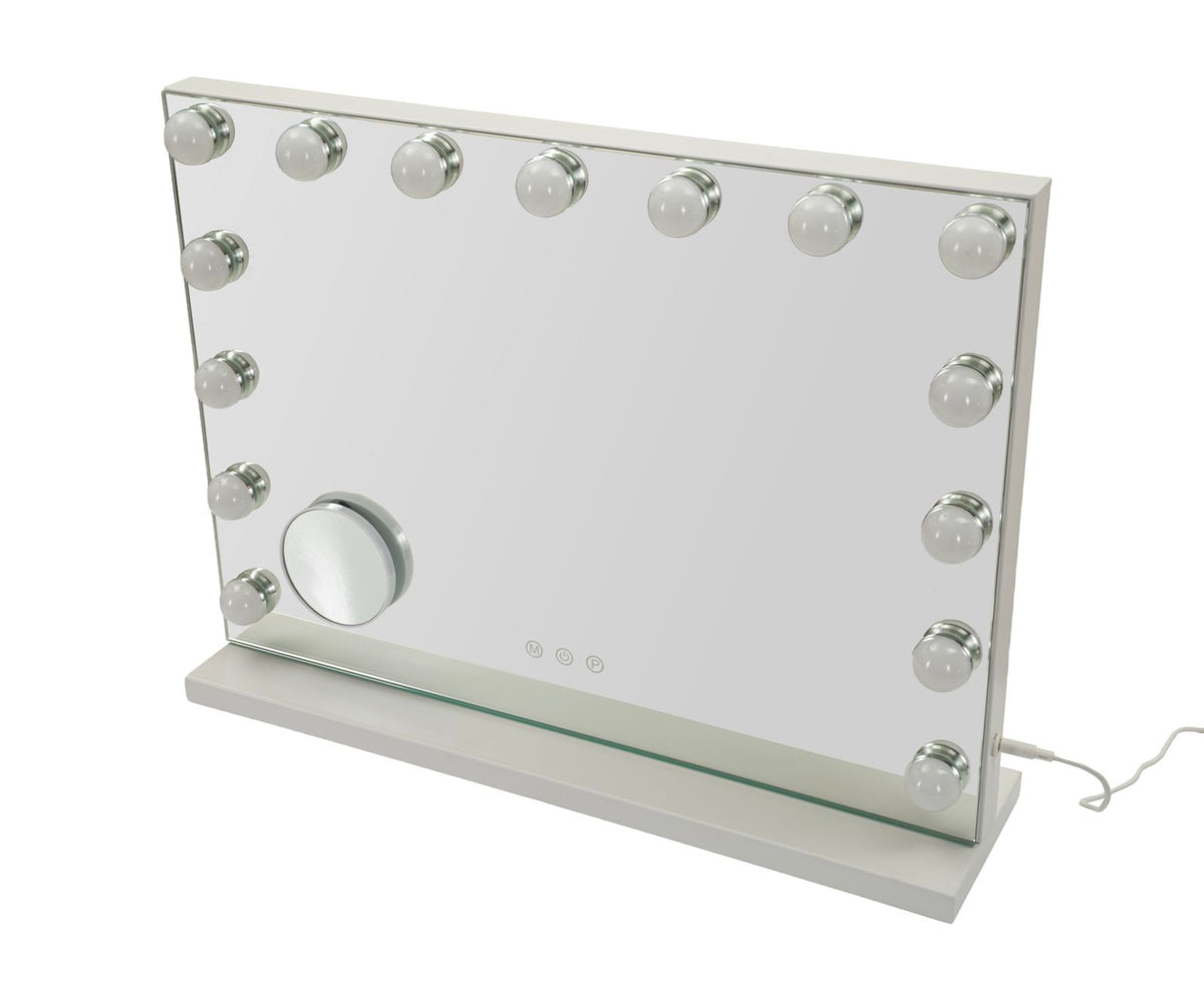 Specchio da tavolo hollywood cm 55x14x43 (spec.rot. cm ø 9) (3tonalita' di luce)