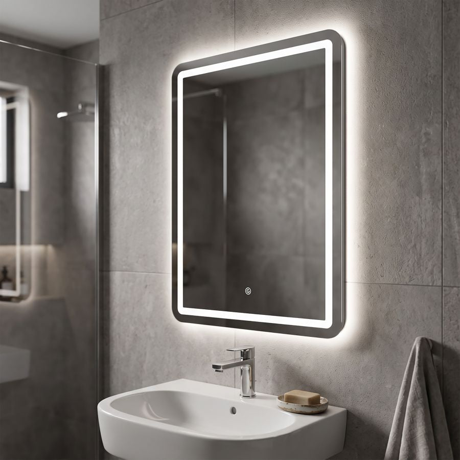 Specchio da muro LED simple rett. cm 60x3,5x80 (3 tonalita' di luce)