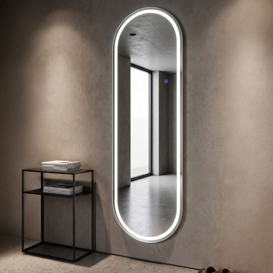 Specchio da muro LED oval cm 50x2,5x160 (3 tonalita' di luce)