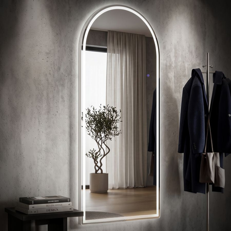 Specchio da terra/muro LED arco cm 76x4x177(3tonalita' di luce)