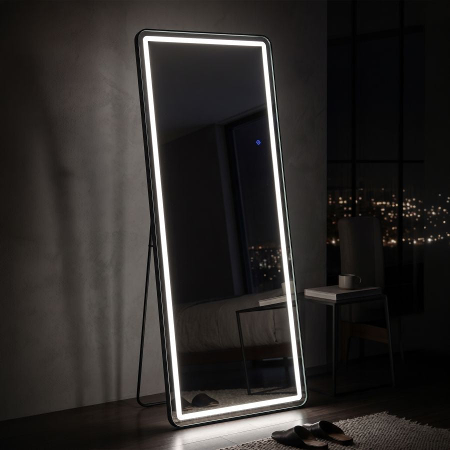 Specchio da terra/muro LED black frame rett. cm 70x4x170(3tonalita' di luce)