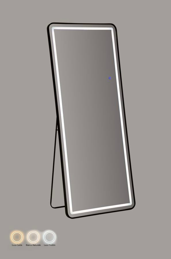 Specchio da terra/muro LED black frame rett. cm 70x4x170(3tonalita' di luce)