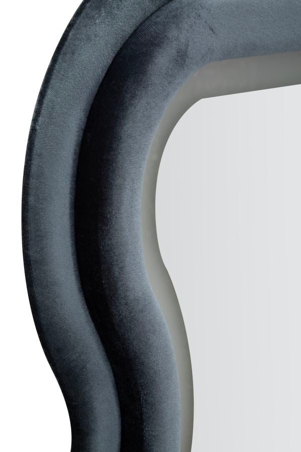 Specchio da muro LED emily velluto blu cm 60x4x160 (misura specchio cm 42x144)