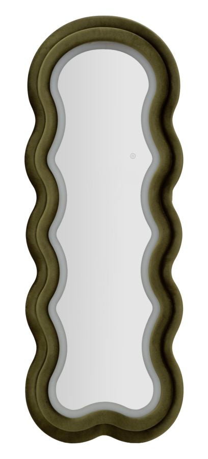 Specchio da muro LED miki velluto verde cm 60x4x160 (misura specchio cm 39x135)