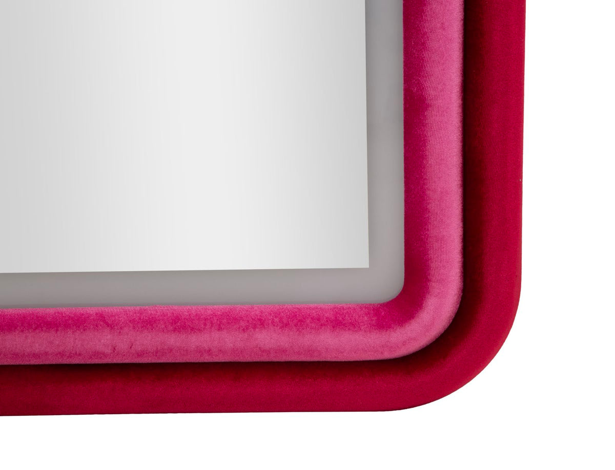 Specchio da muro LED cloe velluto fucsia cm 60x4x160 (misura specchio cm 45x145)