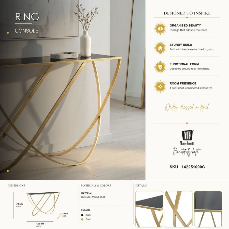 Mauro Ferretti Console Ring 120 x 40 x 79 cm