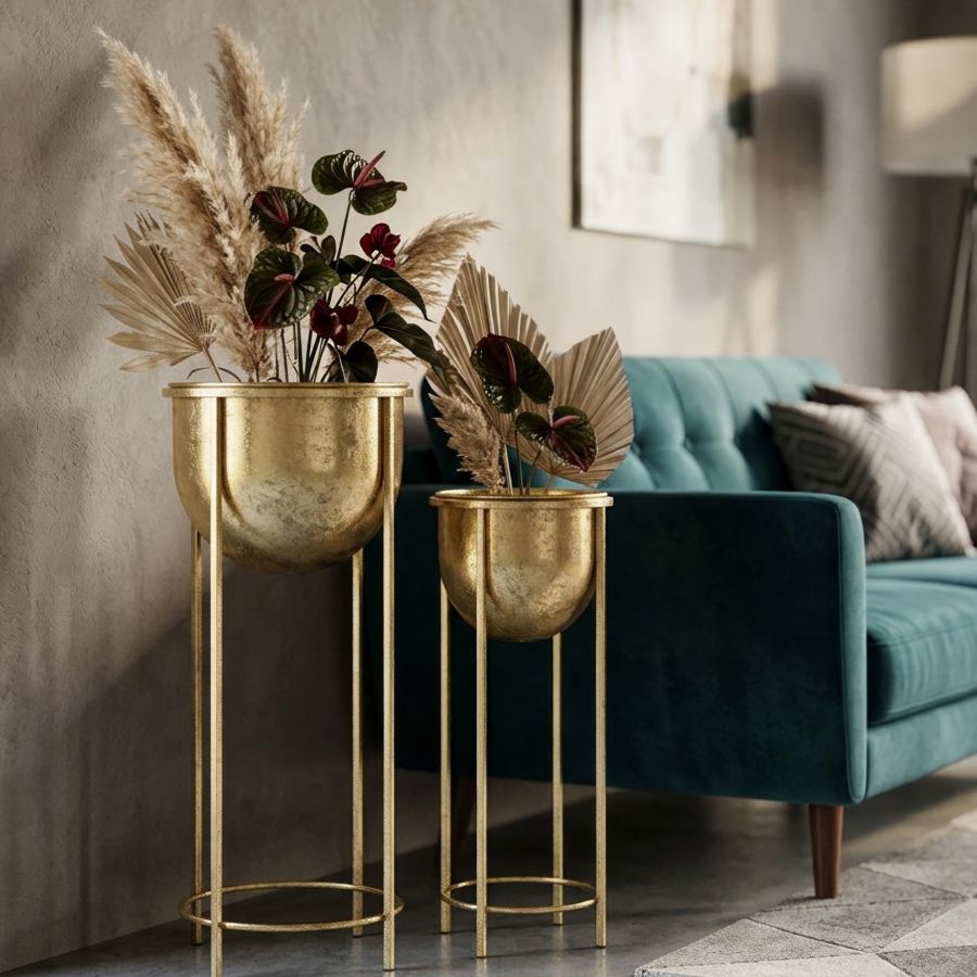 Mauro Ferretti Portavasi Glam Coppia Ø 27 x 62-21,5 x 52 cm