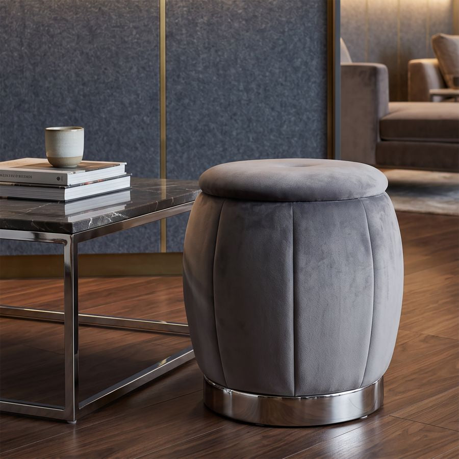 Mauro Ferretti Pouf/contenitore Paris Grigio/silver Ø 43 x 43 cm