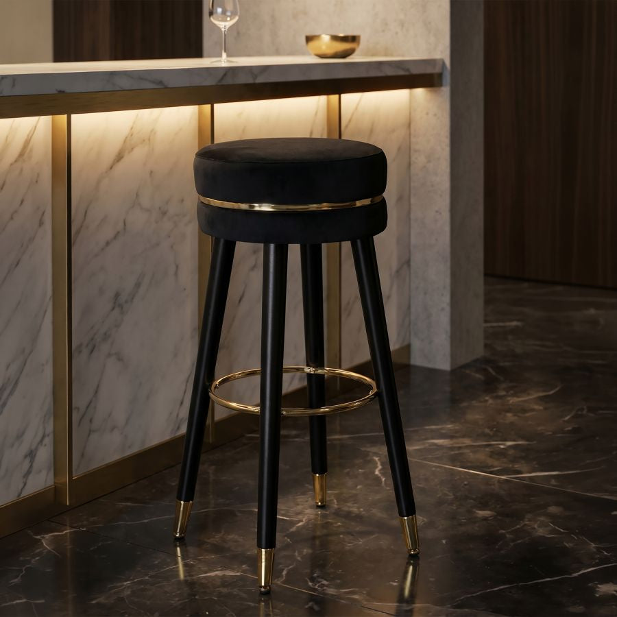 Mauro Ferretti Sgabello Bar Paris Nero/gold Ø 35 x 74 cm