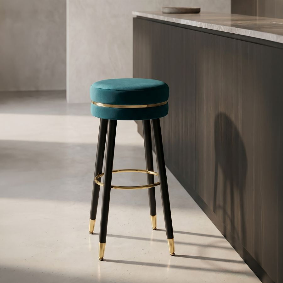 Mauro Ferretti Sgabello Bar Paris Ottanio/gold Ø 35 x 74 cm