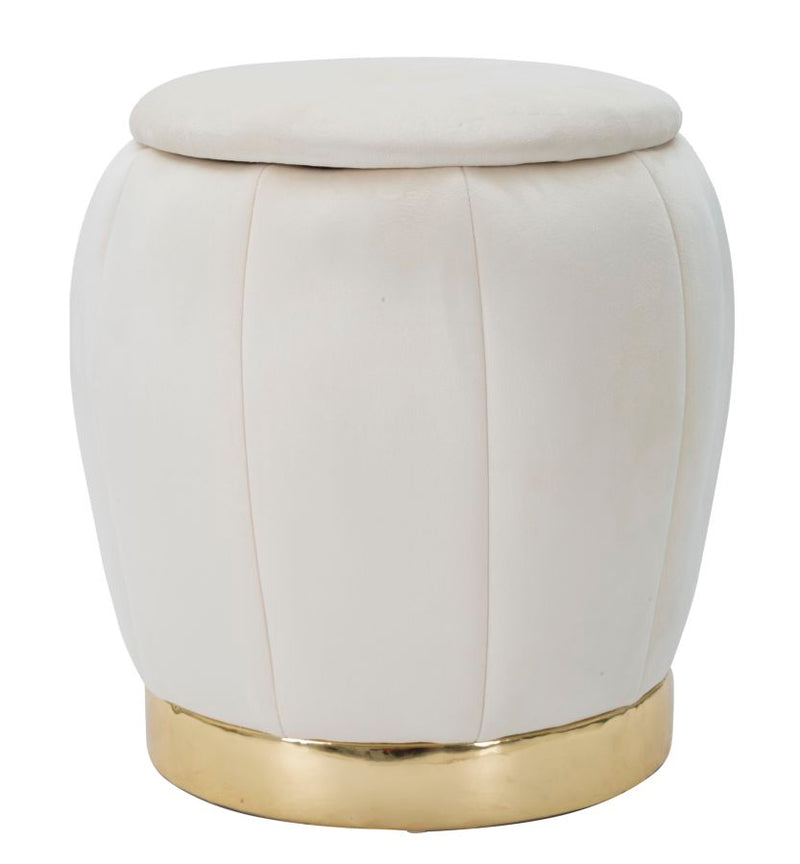 Mauro Ferretti Pouf/contenitore Paris Crema/gold Ø 43 x 43 cm