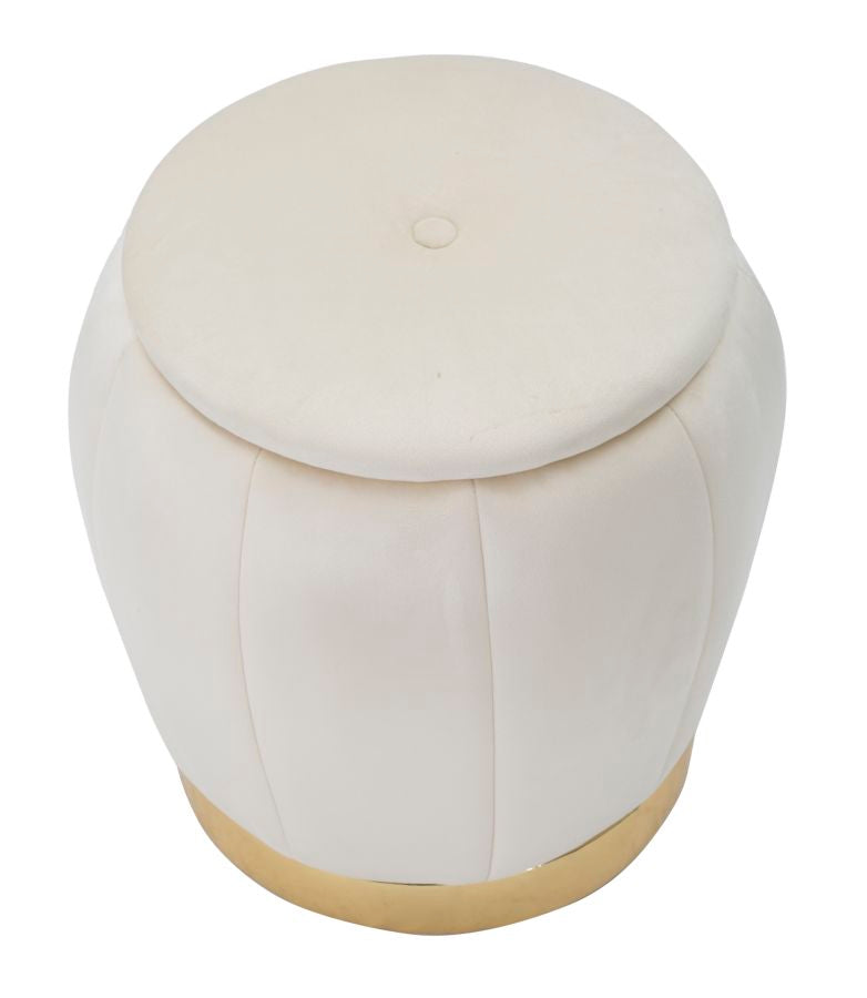 Mauro Ferretti Pouf/contenitore Paris Crema/gold Ø 43 x 43 cm