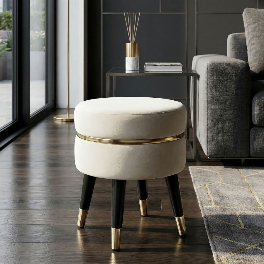 Mauro Ferretti Sgabello Paris Crema/gold Ø 35 x 40,5 cm