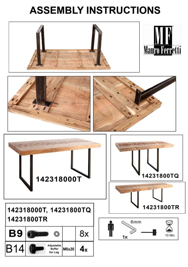 Mauro Ferretti Tavolo da Pranzo Mumbai Quad. All. 80 x 80 x 77-lung. T. 160 cm ( Acacia Nilotica)