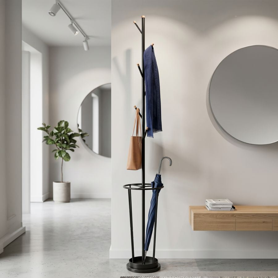 Mauro Ferretti Appendiabiti-portaombrelli Glam Black Ø 26 x 176 cm