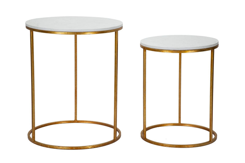 Mauro Ferretti Tavolinetti Simply Marble Coppia Ø 52 x 63-42 x 53 cm