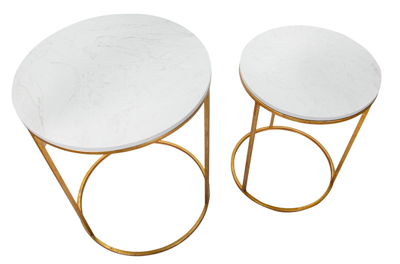 Mauro Ferretti Tavolinetti Simply Marble Coppia Ø 52 x 63-42 x 53 cm