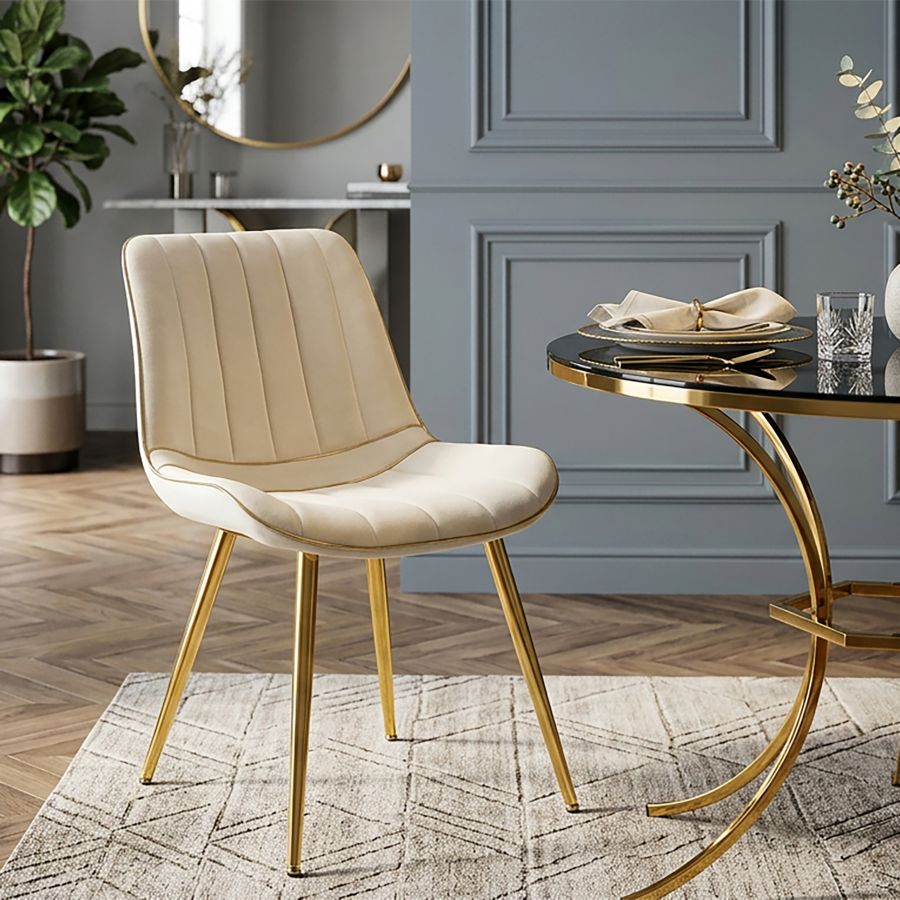 Mauro Ferretti Sedia Paris Crema/gold Set 2 pz 51 x 59 x 79 cm