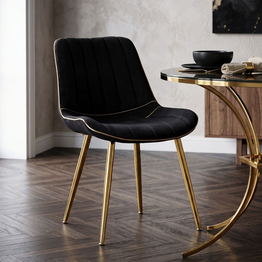Mauro Ferretti Sedia Paris Nera/gold Set 2 pz 51 x 59 x 79 cm