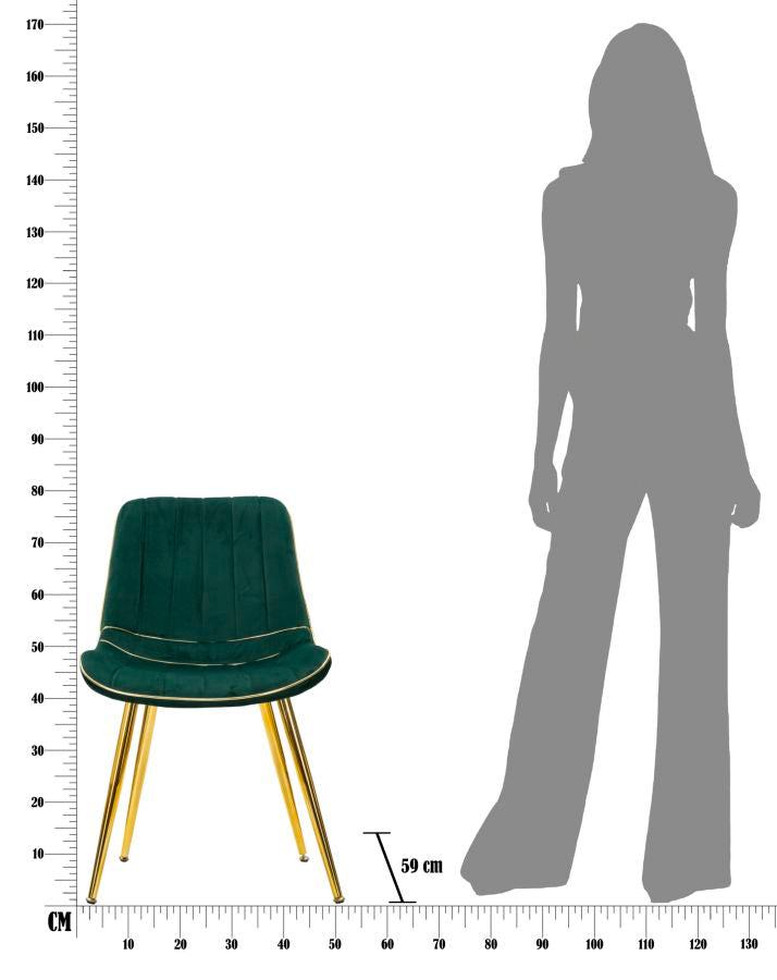 Mauro Ferretti Sedia Paris Verde/gold Set 2 pz 51 x 59 x 79 cm