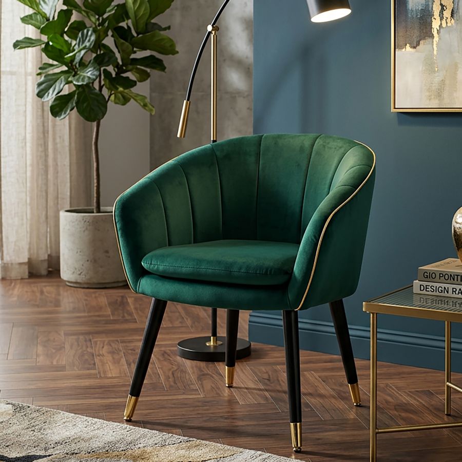 Mauro Ferretti Poltrona Paris Verde/gold 62 x 58 x 78 cm