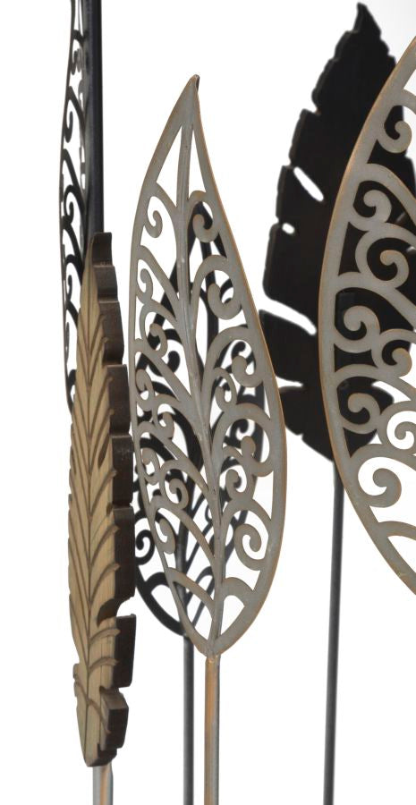 Mauro Ferretti Tavolinetti in Ferro e Legno Foglie Coppia 38 x 55-33 x 50 cm