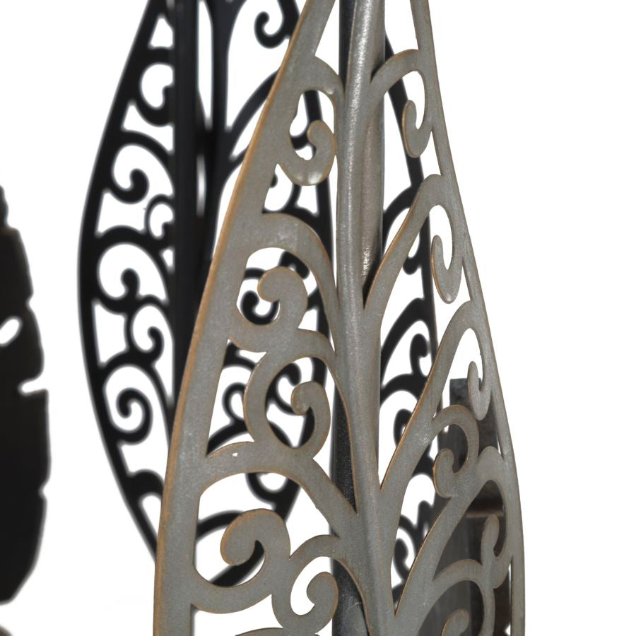 Mauro Ferretti Tavolinetti in Ferro e Legno Foglie Coppia 38 x 55-33 x 50 cm