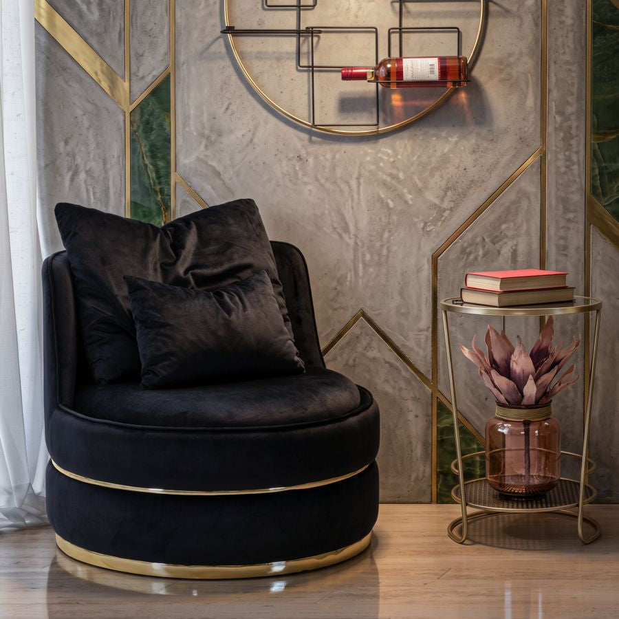 Mauro Ferretti Poltrona Paris Space Nero/gold Ø 84 x 72 cm