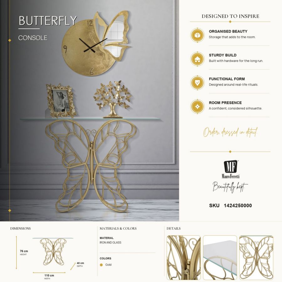 Mauro Ferretti Console Butterfly 110 x 40 x 76 cm