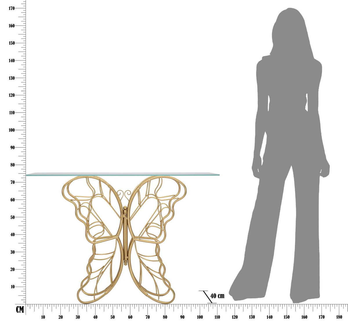 Mauro Ferretti Console Butterfly 110 x 40 x 76 cm