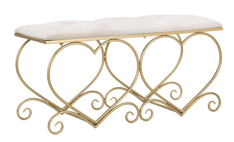 Mauro Ferretti Panca Heart Crema 105 x 37,5 x 51,5 cm