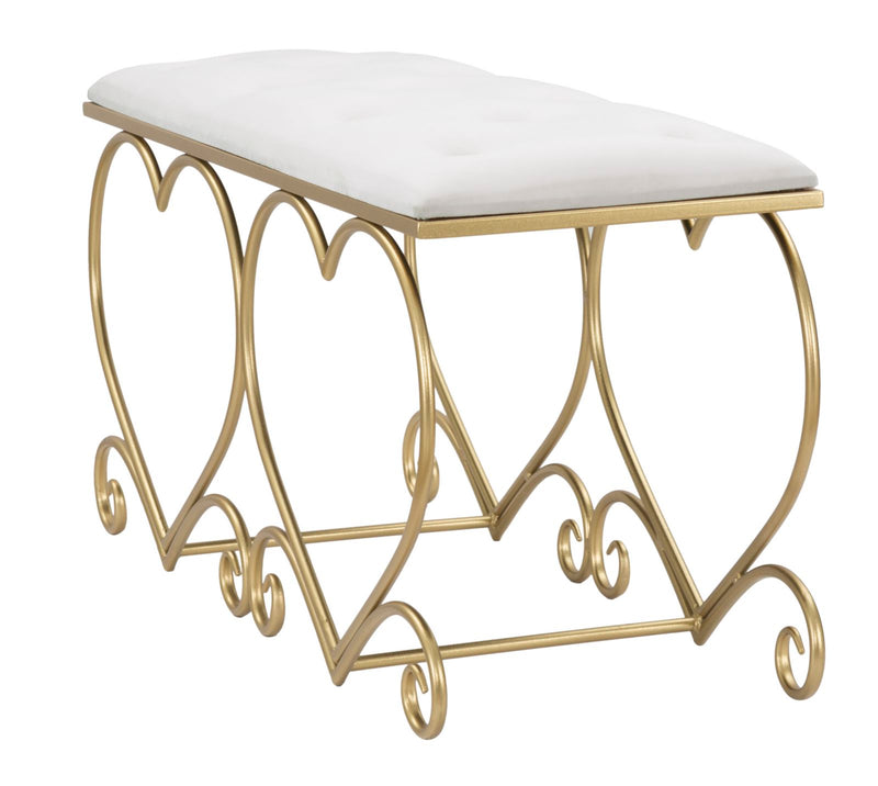 Mauro Ferretti Panca Heart Crema 105 x 37,5 x 51,5 cm