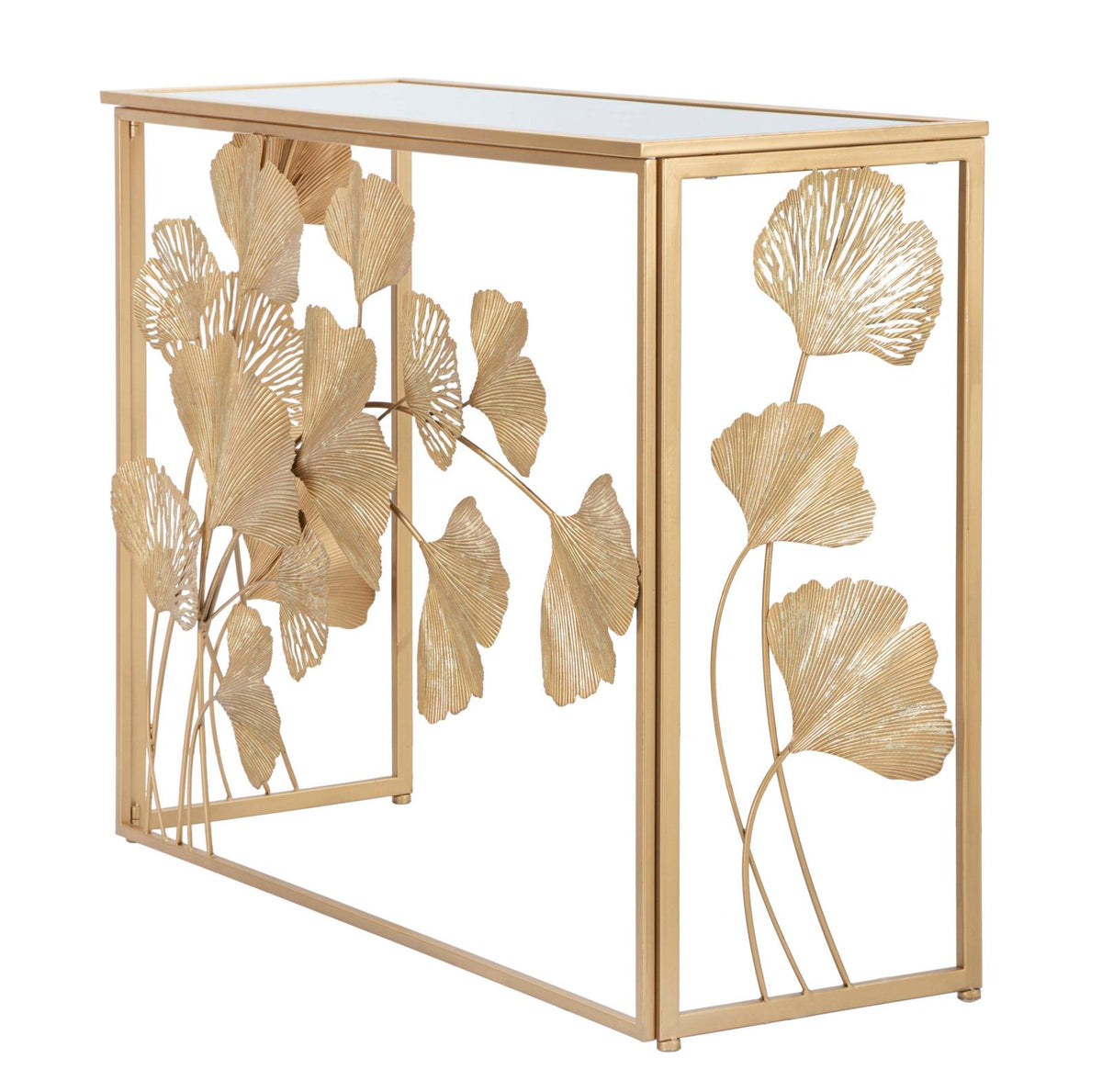 Mauro Ferretti Console in Ferro Leaf 108 x 36,5 x 80 cm