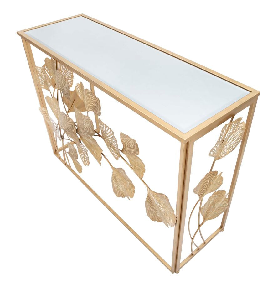 Mauro Ferretti Console in Ferro Leaf 108 x 36,5 x 80 cm